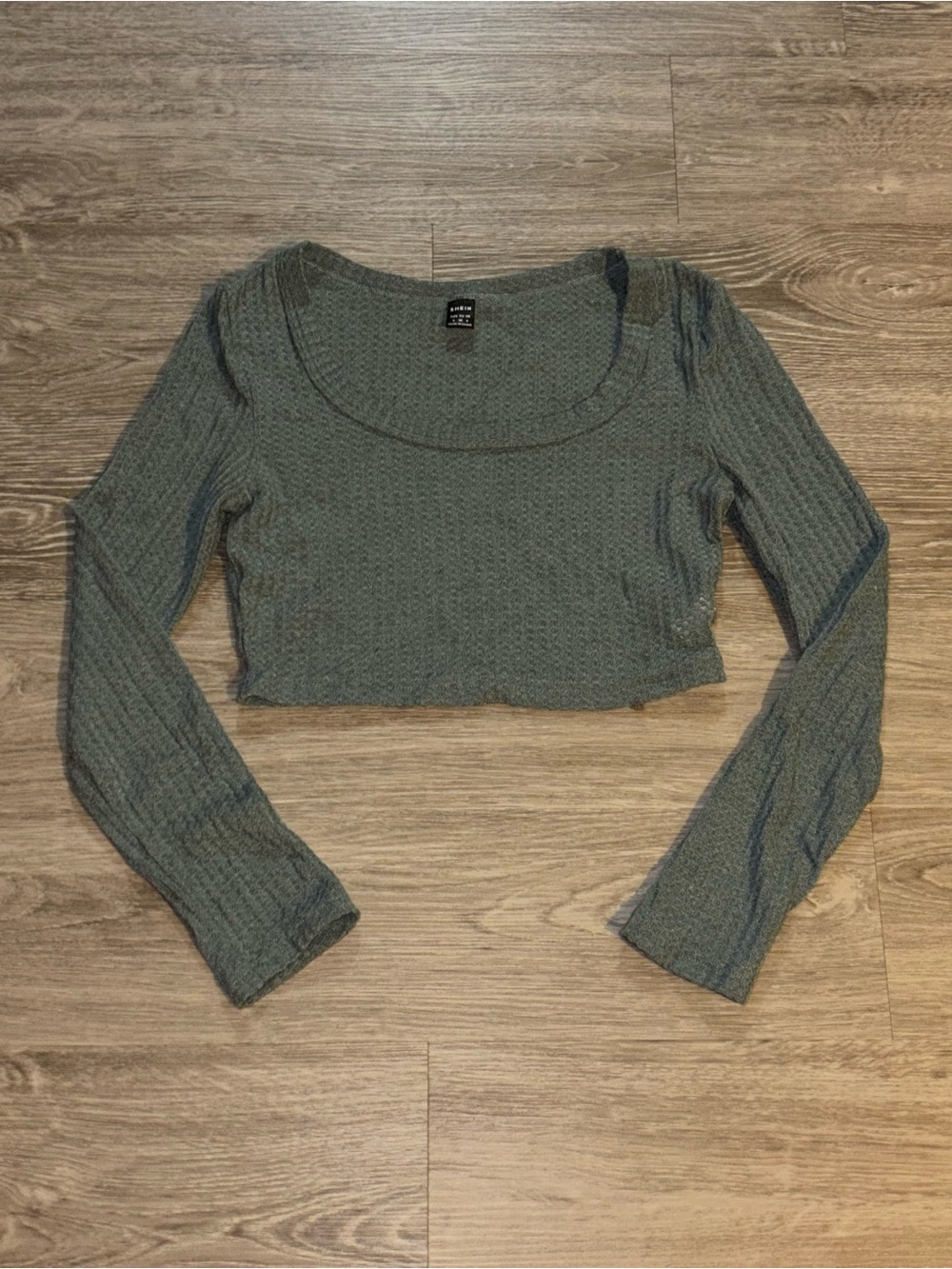 SHEIN Crop L/s Ribbed  Top size S 4 Olive Gray